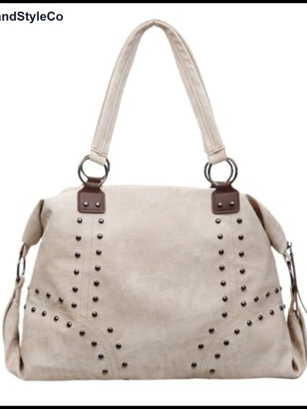 Studded Faux Leather Tote Handbag Top Handle Hobo Y2K Punk Shoulder Bag